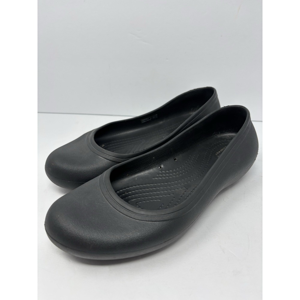 Crocs Women's at Work Black Ballet Flats Slip Resistant Work Shoes - Size 8